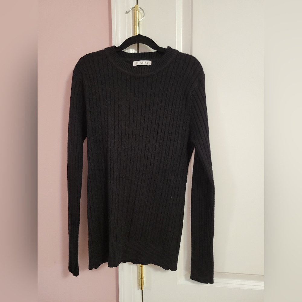 NWOT Womens Black Cable Knit  Sweater- S- Classic, Minimalist, Business casual